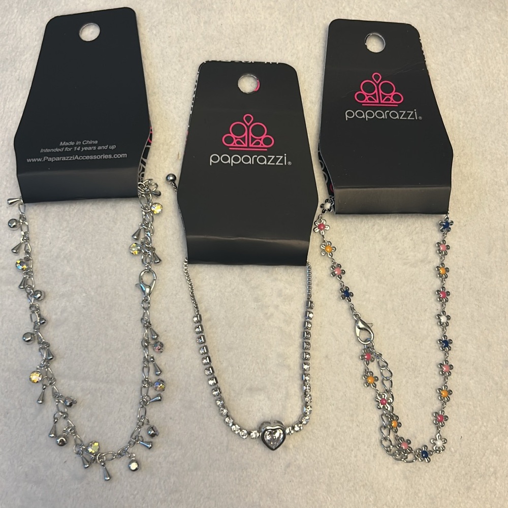 Paparazzi Women's Silver Heart and Multi-Color Anklet/Bracelet Set
